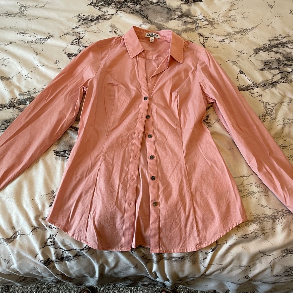 Pink tailored button down shirt